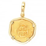 GOLD DOUBLOON AUTHENTIC TWO ESCUDOS COB COIN in 18kt GOLD PENDANT circa 1598-1621
